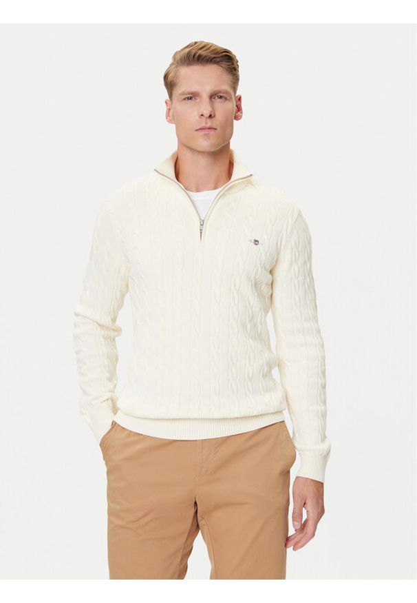 GANT - Gant Sweter 8050603 Écru Regular Fit. Materiał: bawełna