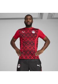Puma - Męska koszulka przedmeczowa Egipt PUMA Red Black. Kolor: czerwony, wielokolorowy, czarny. Sport: piłka nożna