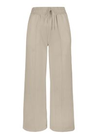 Volcano - Spodnie dresowe z szeroką nogawką N-ERLA. Kolor: beżowy. Materiał: dresówka. Wzór: gładki #1