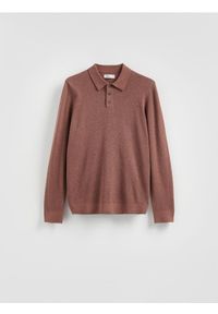 Reserved - Sweter polo z bawełną - jasnofioletowy. Typ kołnierza: polo. Kolor: fioletowy. Materiał: bawełna