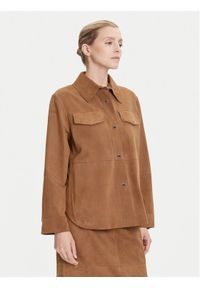 MAX&Co. Kurtka skórzana Stallo 2526446011200 Brązowy Loose Fit. Kolor: brązowy. Materiał: skóra