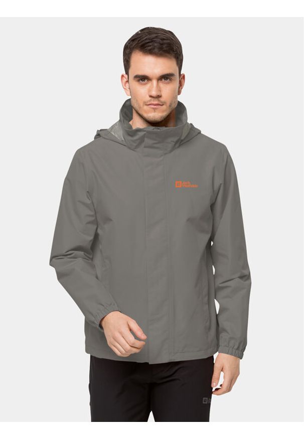 Jack Wolfskin Kurtka przeciwdeszczowa Stormy Point 2L Jkt 1111142 Szary Regular Fit. Kolor: szary. Materiał: syntetyk