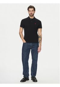 AMI PARIS Polo BFUPL001.760 Czarny Regular Fit. Typ kołnierza: polo. Kolor: czarny. Materiał: bawełna