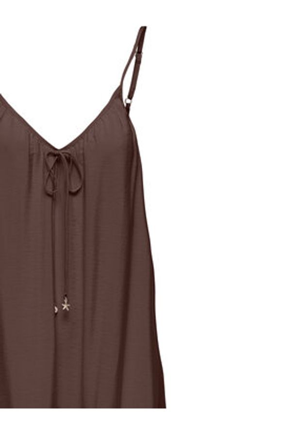 only - ONLY Sukienka letnia Misara 15373962 Brązowy ciemny Regular Fit. Kolor: brązowy. Materiał: wiskoza. Sezon: lato