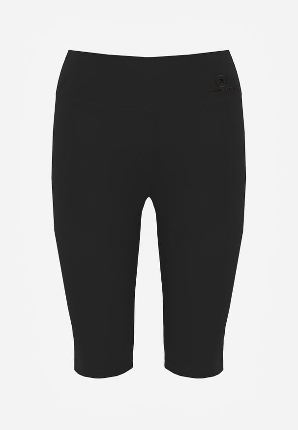 Renee - Czarne Szorty Bikery High Waist z Wyszczuplającym Pasem Briarrose. Okazja: na co dzień. Stan: podwyższony. Kolor: czarny. Materiał: len. Styl: casual, sportowy