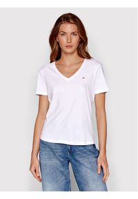 Tommy Jeans T-Shirt DW0DW14617 Biały Slim Fit. Kolor: biały. Materiał: bawełna #1