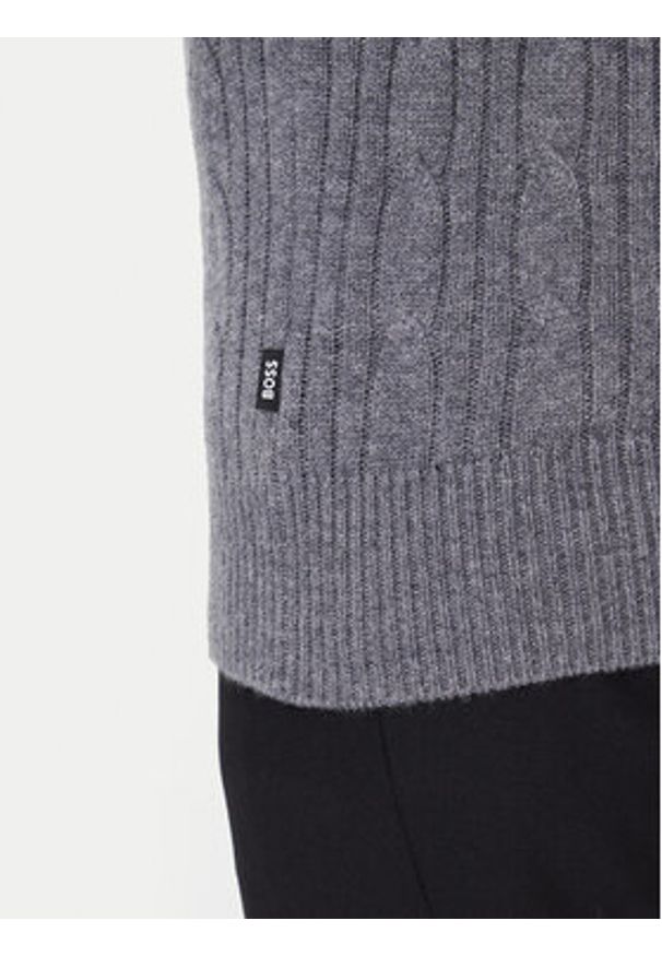 BOSS Sweter H-Hetico 50549975 Szary Regular Fit. Kolor: szary. Materiał: wełna