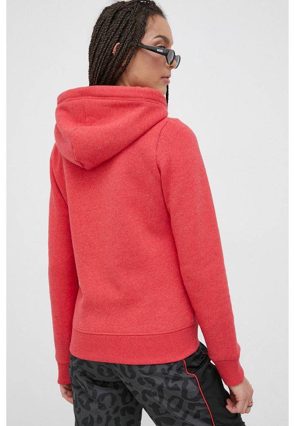 Superdry bluza damska kolor różowy z kapturem gładka. Okazja: na co dzień. Typ kołnierza: kaptur. Kolor: różowy. Materiał: dzianina, bawełna. Wzór: gładki. Styl: casual
