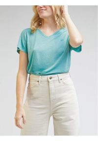 Lee T-Shirt L41JEN41 112330436 Turkusowy Regular Fit. Kolor: turkusowy. Materiał: lyocell