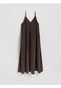 Reserved - Sukienka z modalem - brązowy. Kolor: brązowy. Materiał: tkanina #1