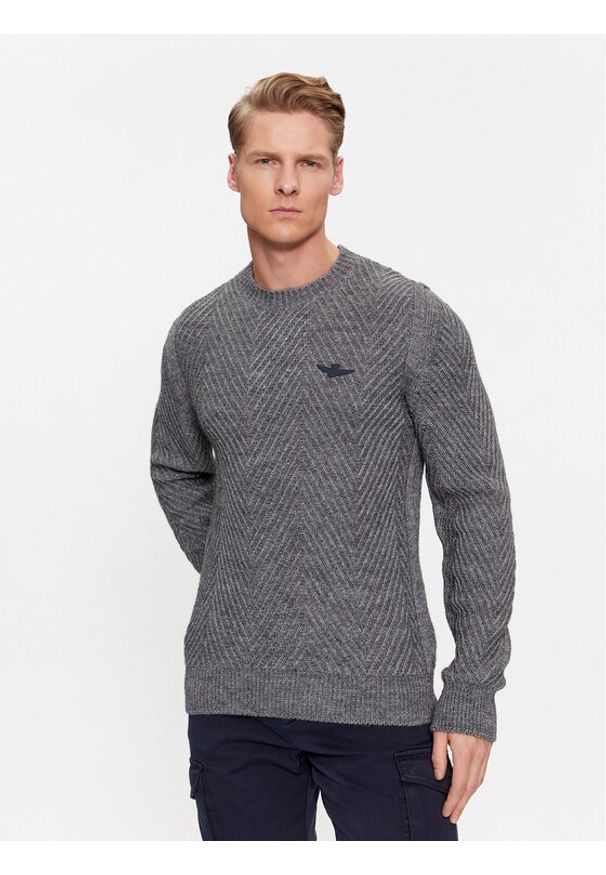 Aeronautica Militare Sweter 232MA1457L509 Szary Regular Fit. Kolor: szary. Materiał: syntetyk