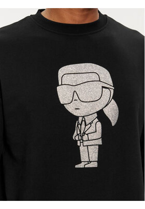 Karl Lagerfeld - KARL LAGERFELD Bluza 705430 542941 Czarny Regular Fit. Typ kołnierza: dekolt w karo. Kolor: czarny. Materiał: bawełna