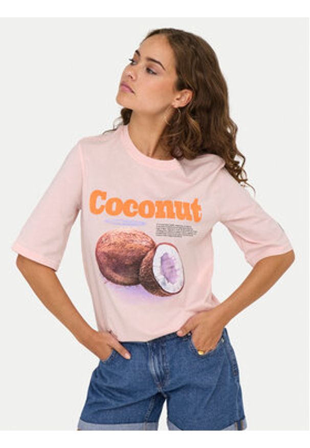 only - ONLY T-Shirt Phoebe 15351369 Różowy Regular Fit. Kolor: różowy. Materiał: bawełna