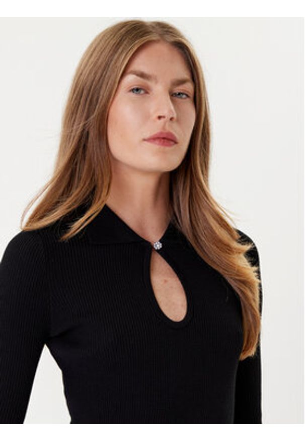 Marella Sweter Plume 2525366111 Czarny Slim Fit. Kolor: czarny. Materiał: wiskoza