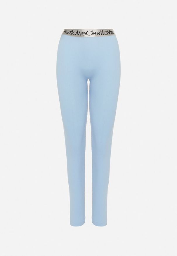 Born2be - Jasnoniebieskie Elastyczne Legginsy z Szeroką Gumą w Pasie Rindama. Kolor: niebieski. Materiał: guma. Styl: sportowy
