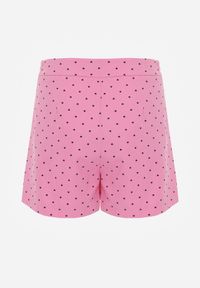 Renee - Różowe Asymetryczne Spódnico-Szorty Bawełniane w Serduszka Imperia. Stan: podwyższony. Kolor: różowy. Materiał: bawełna #6