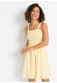 Sukienka z przeszyciem cienkimi gumkami bonprix żółty. Kolor: żółty #3
