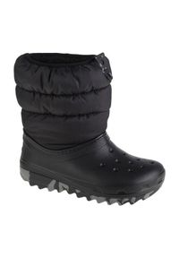 Buty Crocs Classic Neo Puff Boot Jr 207684-001 czarne. Wysokość cholewki: przed kolano. Kolor: czarny. Materiał: guma, syntetyk. Szerokość cholewki: normalna