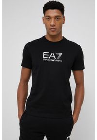 EA7 Emporio Armani T-shirt bawełniany kolor czarny z nadrukiem. Okazja: na co dzień. Kolor: czarny. Materiał: bawełna. Wzór: nadruk. Styl: casual