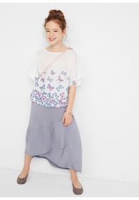 bonprix - Shirt plażowy dziewczęcy. Okazja: na plażę. Kolor: biały. Materiał: materiał. Wzór: nadruk. Styl: elegancki