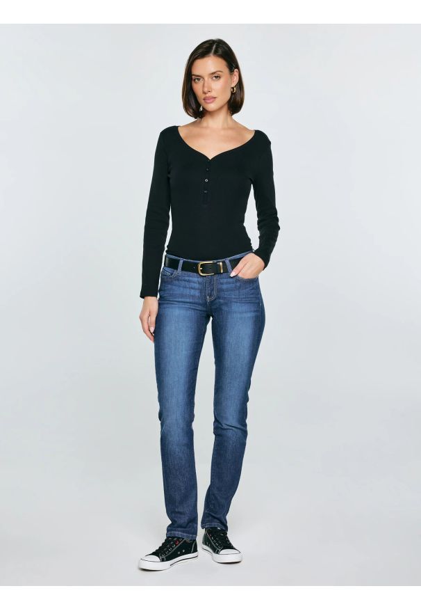 Big-Star - Jeansy damskie slim niebieskie Kitty 447. Stan: obniżony. Kolor: niebieski. Styl: klasyczny