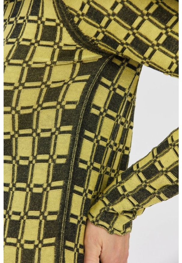 Kenzo - KENZO Dopasowany żółty sweterek damski w kratkę vichy, Rozmiar M. Kolor: żółty. Wzór: kratka