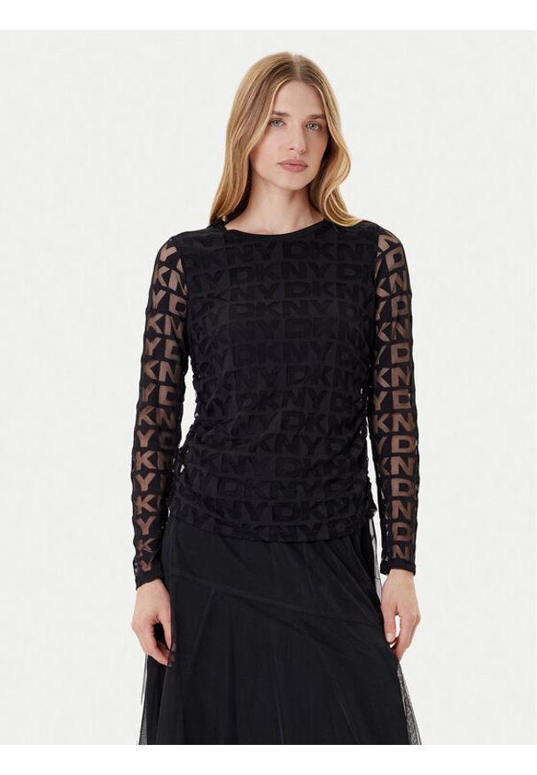 DKNY Bluzka P53HFWMF Czarny Regular Fit. Kolor: czarny. Materiał: syntetyk