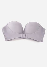 Renee - Szary Biustonosz Miseczka D Push Up Zapinany z Przodu z Dodatkowym Ramiączkiem przez Szyję Monaria. Kolor: szary. Materiał: jeans. Rodzaj stanika: push-up #1