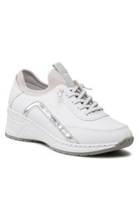 Rieker Sneakersy N4351-80 Biały. Kolor: biały. Materiał: skóra