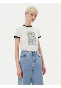 Karl Lagerfeld - KARL LAGERFELD T-Shirt A2W17087 Écru Regular Fit. Typ kołnierza: dekolt w karo. Materiał: bawełna