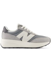 Buty dziecięce New Balance GS370AH – szare. Kolor: szary. Materiał: skóra, zamsz. Szerokość cholewki: normalna. Sezon: lato