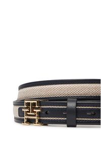 TOMMY HILFIGER - Tommy Hilfiger Pasek Damski Th Logo 2.5 Canvas AW0AW17249 Granatowy. Kolor: niebieski. Materiał: materiał #3