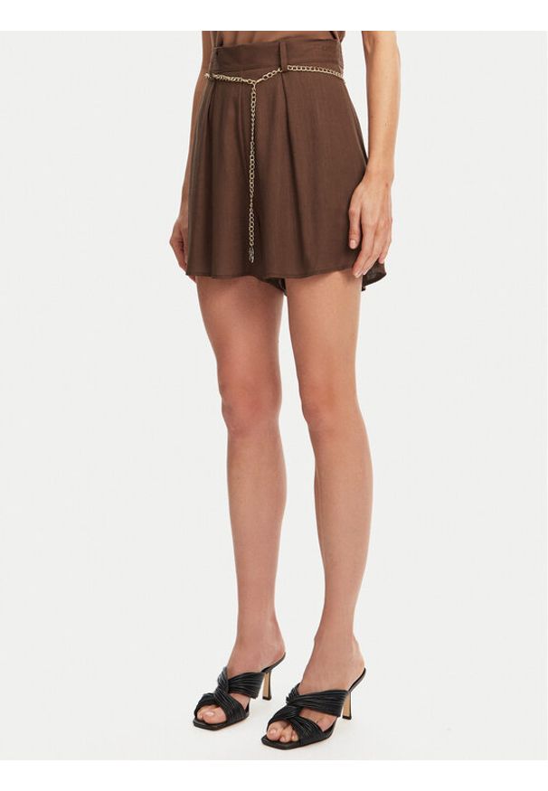 Rinascimento Szorty materiałowe CFC0124444003 Brązowy Regular Fit. Kolor: brązowy. Materiał: wiskoza