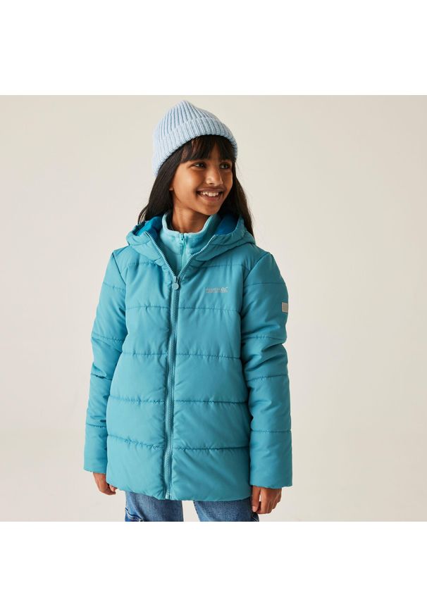 Regatta - Kurtka dziecięca zimowa Halkner. Okazja: na co dzień, na uczelnię. Kolor: niebieski. Materiał: puch. Sezon: zima. Styl: casual, sportowy