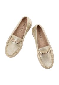 Mokasyny damskie Vinceza, cholewka ze skóry naturalnej o metalicznym wykończeniu wsuwany fason, złote, 39981. Kolor: złoty. Materiał: skóra. Szerokość cholewki: normalna #3