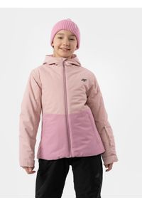 4f - Kurtka narciarska membrana 5 000 dziewczęca. Kolor: różowy. Materiał: materiał, poliester. Sezon: zima. Sport: narciarstwo #1