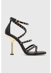 MICHAEL Michael Kors sandały skórzane Imani kolor czarny 40F3IMHS1L. Zapięcie: klamry. Kolor: czarny. Materiał: skóra. Obcas: na obcasie. Wysokość obcasa: średni #1