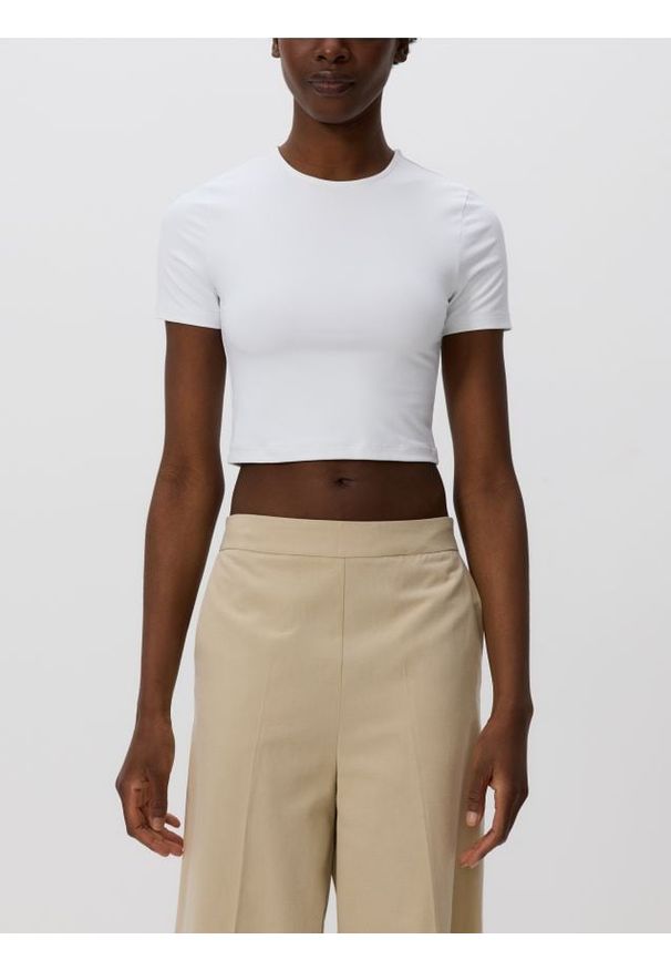 Reserved - Krótki t-shirt - biały. Kolor: biały. Materiał: dzianina. Długość: krótkie