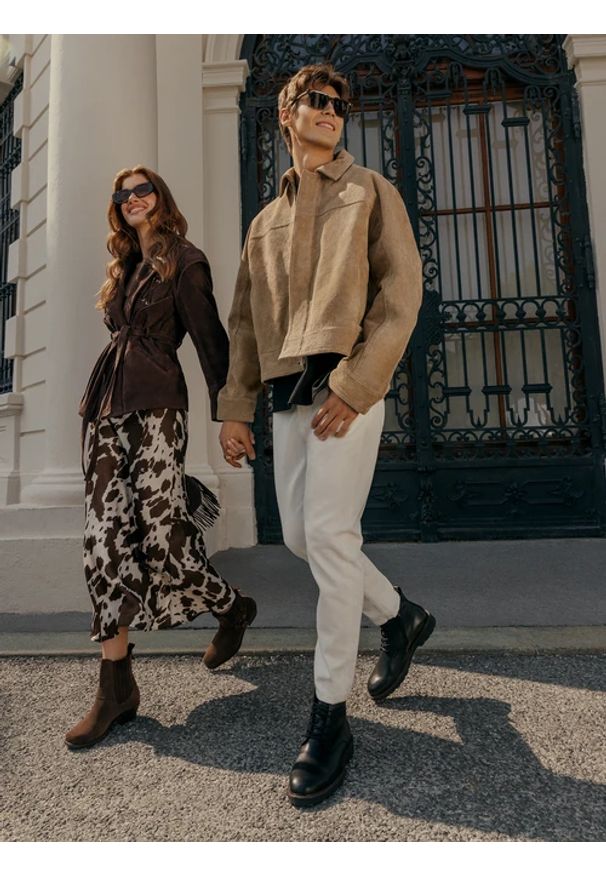 Ryłko - Czarne ocieplane trzewiki ze skóry licowej. Wysokość cholewki: za kostkę. Zapięcie: sznurówki. Kolor: czarny. Materiał: skóra. Szerokość cholewki: normalna. Styl: klasyczny, street