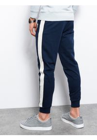 Ombre Clothing - Spodnie męskie dresowe joggery P951 - granatowe - XXL. Kolor: niebieski. Materiał: dresówka #10