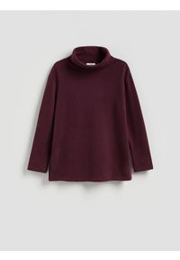 Reserved - Bluza ze stójką - ciemnofioletowy. Typ kołnierza: kołnierzyk stójkowy. Kolor: fioletowy. Materiał: bawełna, dzianina. Wzór: gładki #1
