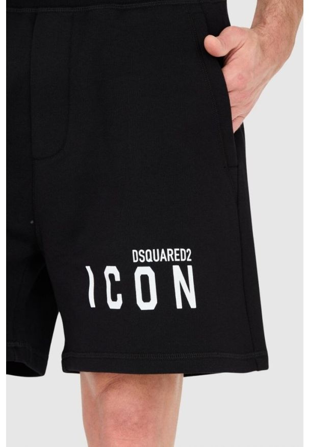 DSQUARED2 Czarne szorty męskie z logo icon. Kolor: czarny
