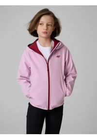 4f - 4F Kurtka softshell wiatroodporna membrana 5000 dziewczęca - fioletowa 158 (12-13 lat). Okazja: na co dzień. Kolor: fioletowy. Materiał: softshell. Sezon: lato. Styl: casual #1