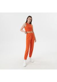 Sinsay - Spodnie dresowe - Pomarańczowy. Kolor: pomarańczowy. Materiał: dresówka #1