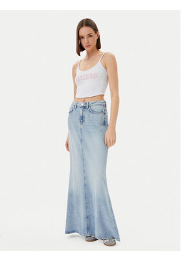 Guess Top V5GP16 K8RT2 Biały Regular Fit. Kolor: biały. Materiał: wiskoza