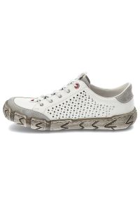 Białe Półbuty Rieker Skórzane Buty Damskie. Kolor: biały. Materiał: skóra. Szerokość cholewki: normalna. Styl: sportowy #7