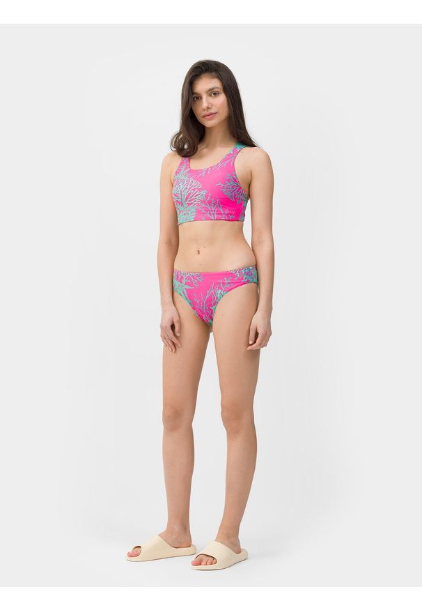 4f - 4F Dół od bikini damski M. Stan: podwyższony. Kolor: wielokolorowy. Materiał: włókno, dzianina, materiał. Wzór: gładki