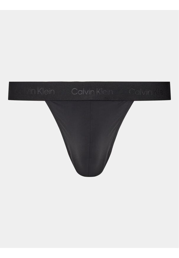 Calvin Klein Underwear Stringi 000NB3854A Czarny. Kolor: czarny. Materiał: syntetyk