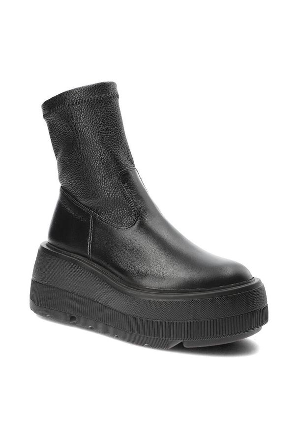 Czarne Botki Armodo Modne Buty Damskie. Okazja: na co dzień. Kolor: czarny. Materiał: skóra. Szerokość cholewki: normalna. Styl: casual, elegancki