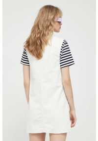 Tommy Jeans sukienka sztruksowa kolor biały mini prosta. Kolor: biały. Materiał: sztruks. Typ sukienki: proste. Długość: mini #2